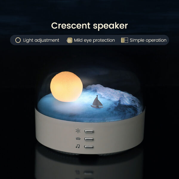 Night Light, Desk Lamp Scene Speaker With Button, Built-in 1200mAh Battery, Hidden Speaker, 2-in-1 Crescent Speaker Night Light Gifts For Festivals, Birthday pink