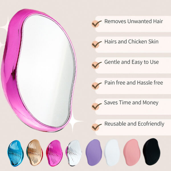 Crystal Hair Removal Device Reusable Washable Portable Painless Hair Removal Magic Hair Eraser Reusable Exfoliation Hair Removal Tool For Back Arms Legs white silver English manual