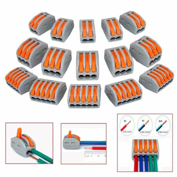 60 Pack Splicing Connector 30 Pcs 2-Port,20pcs 3-Port 10pcs 5-port Electrical Pushin Lever-Nut Assortment Electrical Connectors Kit