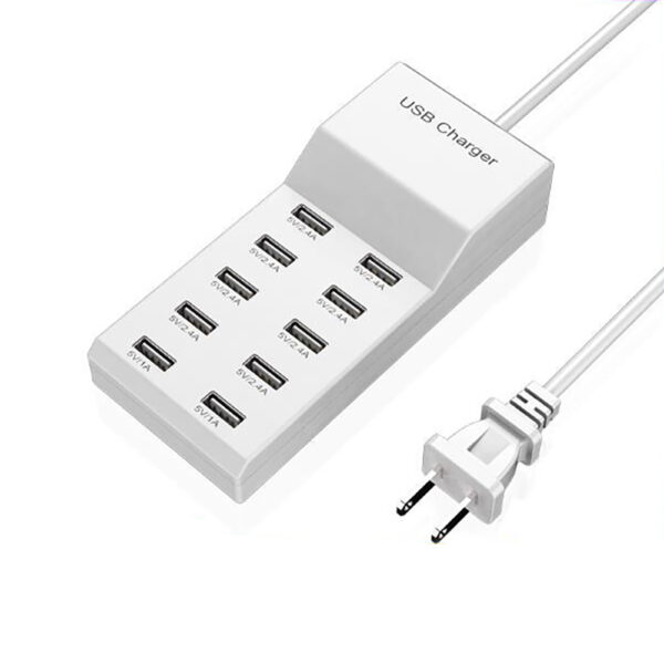 Multiport USB Hub 10 In 1 USB Wall Charger Splitter 5V 2.4A Fast Charging For Laptop PC Printer Flash Drive Mobile Devices 10-port A18 US plug