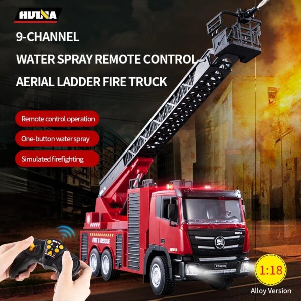 Remote Control Fire Truck 1:18 RC Car Toy With 2.4G Radio Controller USB Charging Cable Fire Truck Toys For Kids Toddlers Boys 1361