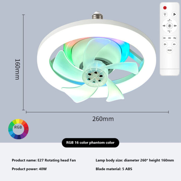 Ceiling Fan With Light, Small Ceiling Fans With Dimmable RGB Lights, 5 ABS Blades, 3-speed Wind, E27 Flush Mount Fan Light For Bedroom Living Room Kids Room RGB+three-color dimming