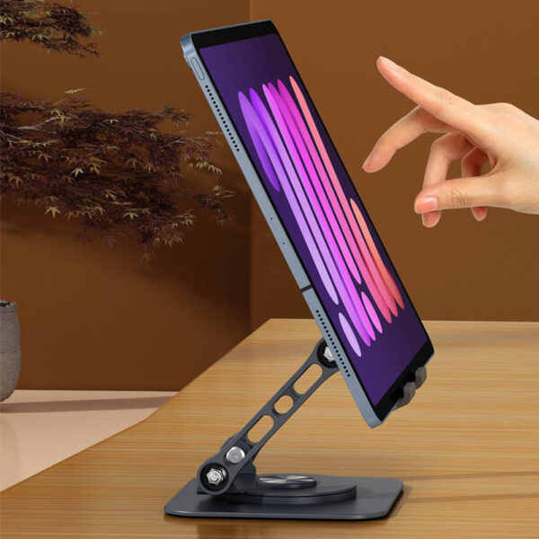 P06 Cell Phone Stand Swivel Foldable Desktop Phone Holder Tablet Stand Dock For Desktop Kitchen Home Office grey