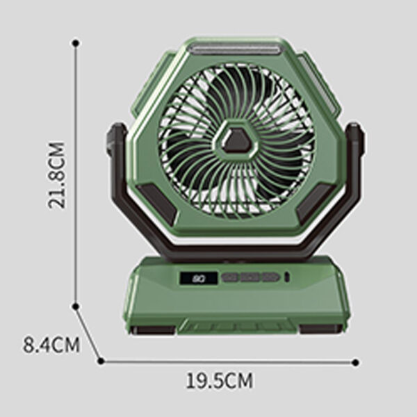 Portable Camping Fan With LED Light Rechargeable 6000Mah Outdoor Camping Fan 6” Rotation Tent Fan For Travel Fishing Picnic Green Rotation