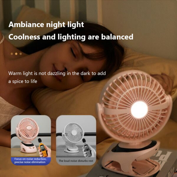 6"" Rechargeable Clip On Fan, Small Portable Clip Fan With Strong Clamp Grip 3000mAh 5-Speed & LED Display Ideal For Bedroom, Office, Gyms snow peak white