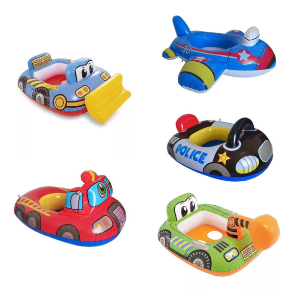 Baby Swimming Float Seat Portable Cartoon Infant Swimming Float Water Party Supplies For Boys Girls Party Gifts black police car