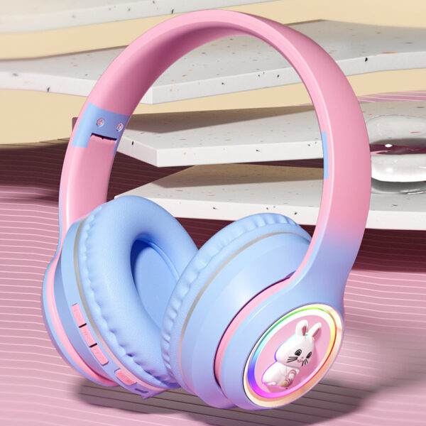 Wireless Headsets Over-Ear Stereo Earphones Lighting Headphones For Smart Phones Computer Laptop Tablet pink