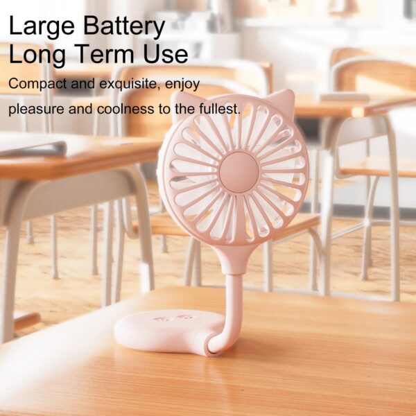 Mini Fan USB Rechargeable Portable Suction Cup Folding Fan Personal Outdoors Little Fan For Outdoor Indoor Office Travel pink