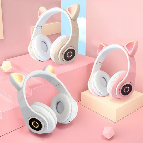 Wireless Headsets Lighting HiFi Stereo Over Ear Noise Canceling Headphones Gaming Headset For Cell Phones PC Tablet Khaki