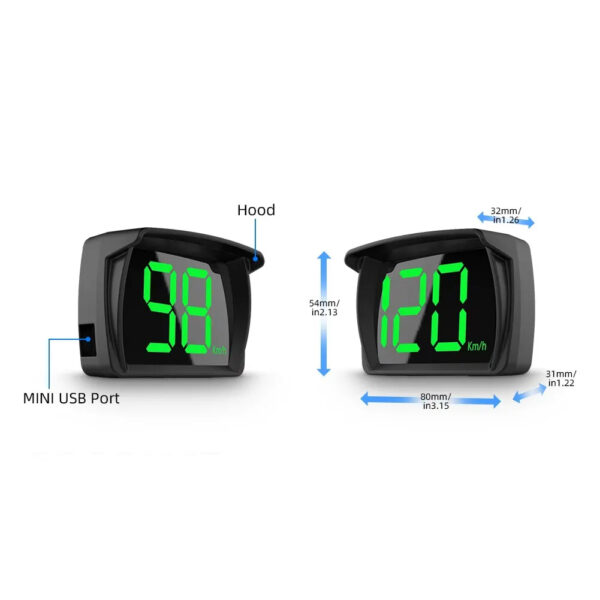 Car HUD Head Up Display Y03 GPS And BeiDou Dual Chips Head Up Display Speedometer 2.8 Inches LED Screen With Sunshade Vehicles Speed Display Device Y03 KM/H