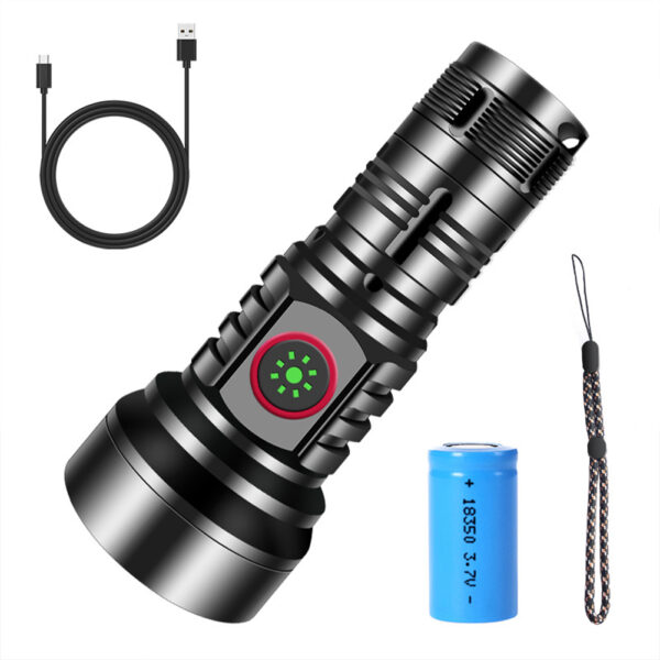 LED Extremely Bright Torch, 50000 Lumens Flashlight, Type-C Rechargeable Zoom Torch, IP65 Waterproof Flashlight With 4 Light Modes For Camping Hiking Including 1 battery