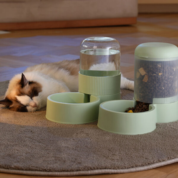 Automatic Cat Food Dispenser Large Capacity Cat Automatic Feeders Easy To Clean Pet Food Containers Detachable Cat Food Dispenser Gravity Dog Feeder Waterer Automatic water feeder (green)