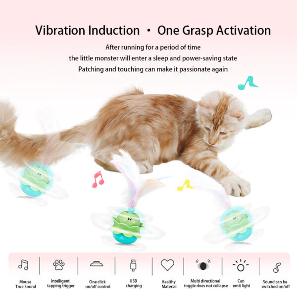 Electronic Cat Toy, Automatic Cat Toys Interactive With LED Lights, Type-C Charging Cable, Whisper Mode, Swing Type Rechargeable Cat Toys For Living Room blue wide6.5cm height 20cm