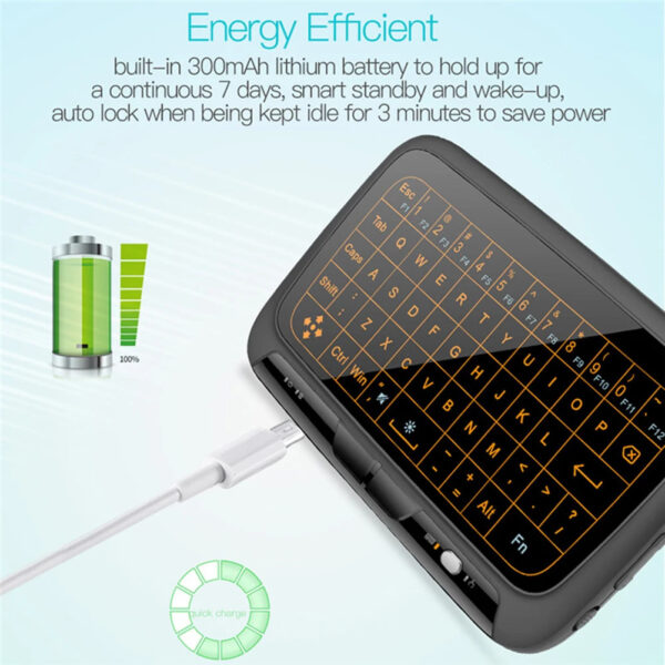 Air Mouse 2.4GHz Wireless Touch Keyboard Air Fly Mouse Plug And Play Mini Backlit Keyboard For PC Smart TV Box Tablet Laptop H18 backlit version