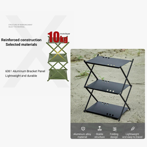 Folding Shelf Storage Rack, 3-Tier Storage Shelf Racks Space Saving Convenient