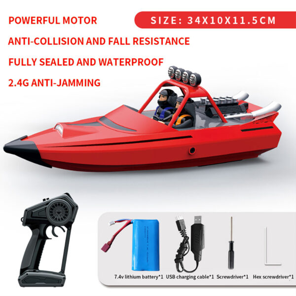 TY725 2.4GHz RC Boat Turbojet Pump High-Speed Remote Control Jet Boat With Low Battery Alarm Function For Boys Birthday Gifts red