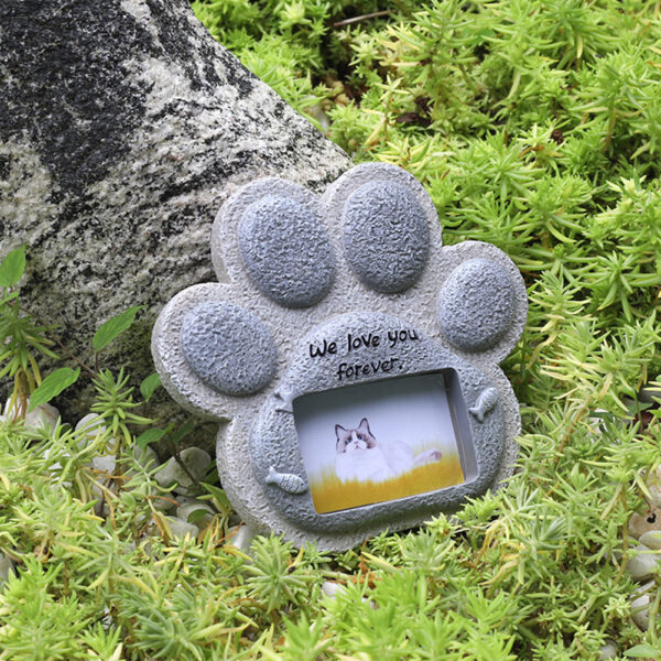 Paw Print Pet Tombstone Cat Memorial Stone Garden Realistic Resin Dog Paw Print Memorial Stone Indoor Outdoor Dog Cat Photo Frame Loss Of Pet Sympathy Gift dog Stone