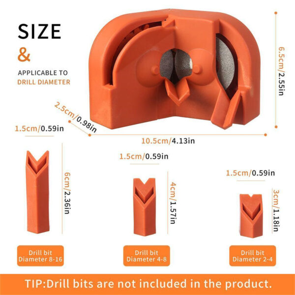 Multipurpose Electric Drill Bit Grinding Sharpener, Portable Impact Drill Milling Cutter Grinder With Diamond Grinding Wheel, Sharpening Tools For 2-16mm Drill Bits orange