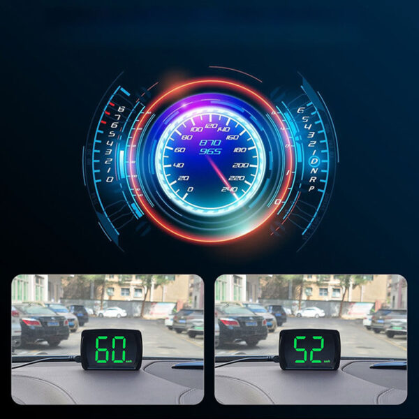 GPS HUD Digital Speedometer Head Up Display For Car Overspeed Alarm Clear High-definition LED Display With Sunshade Speed Gauge For All Vehicle Y03 MPH